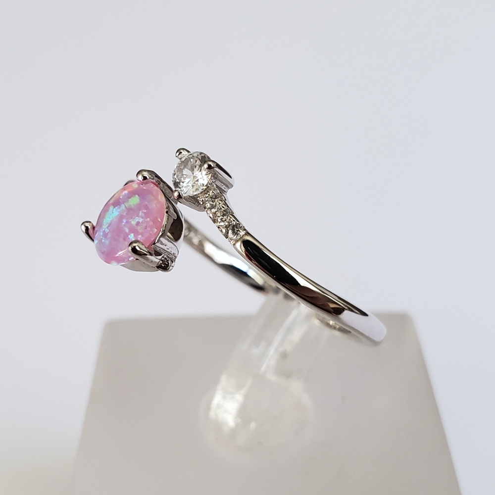 Sterling Silver Pink Opal Ring - Picture 2 of 8